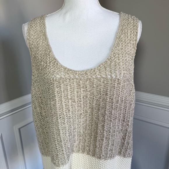 Lane Bryant Open Knit Sleeveless Sweater 18/20 Tunic Fringe Boho Hippie Beachy - Picture 2 of 7